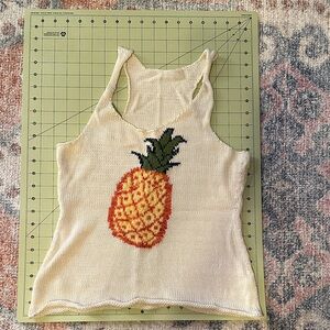 Pineapple Knit Tank Top - Cream
